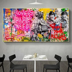 Banksy Graffiti Pop Art Love Is All We Need Poster Print Canvas Painting Abstract Wall Art For Living Room Home Decor Cuadros