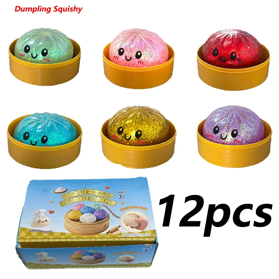 Dumpling-Druckentlastungs-Squishies: Niedliche, farbenfrohe Brötchen-Spielzeuge, langsam aufsteigend, Stressabbau-Fidget-Spielzeug für Kinder und Erwachsene, Anti-Angst-Geschenk