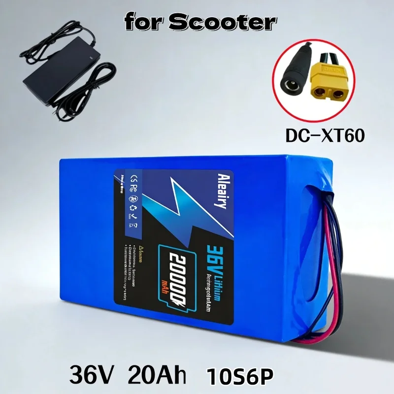 

36V 20Ah 10S6P Lithium Battery Pack with BMS Protection and Charger High Capacity Long Range Rechargeable Spare for Scooter
