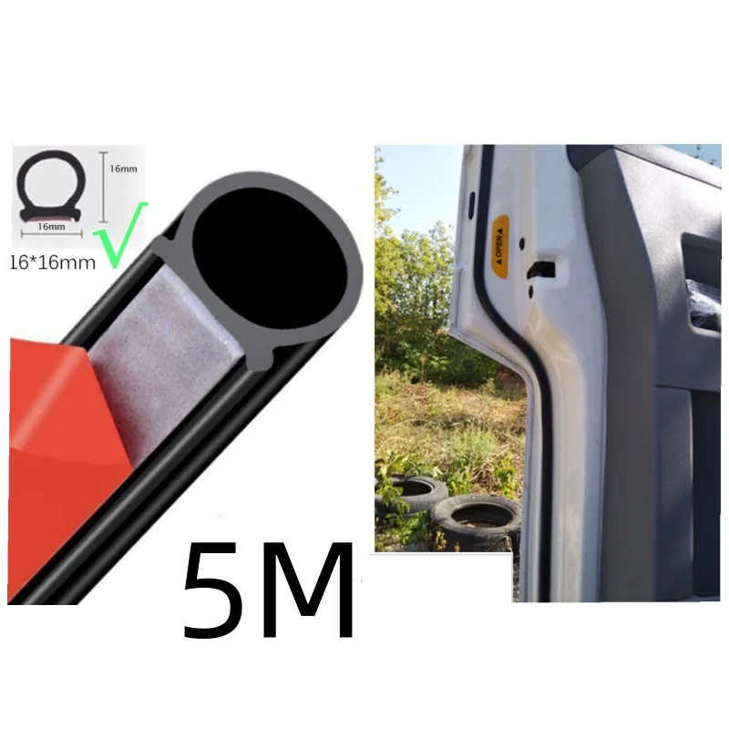 5M D Shape Door Seal Strip Weatherstrip Rubber Soundproof Car Sealing for VW T5 T5.1 T6 Transporter Car Decoration Accessories