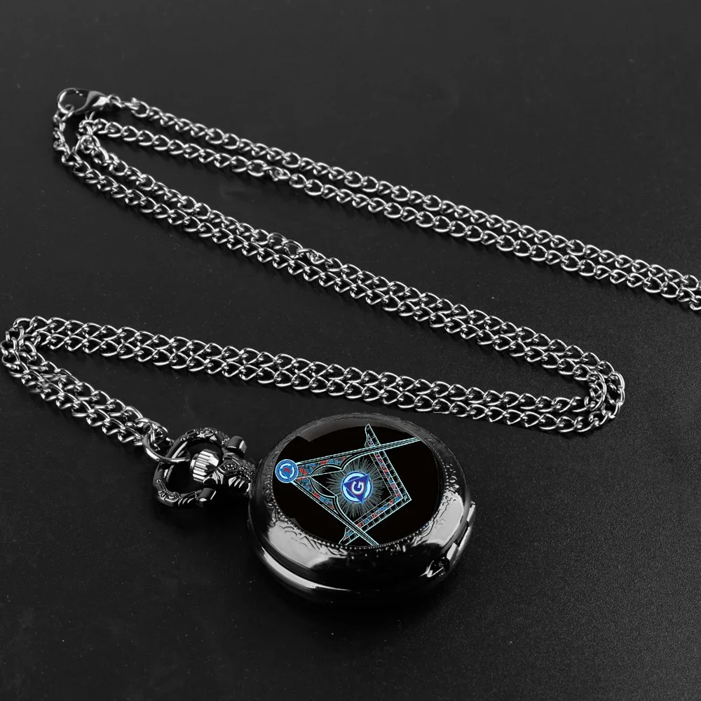 ساعة جيب كلاسيكية من الماسوني الماسوني لودج ميسون جي ديزاين مع قلادة مصنوعة من خليط معدني وحركة كوارتز للرجال والنساء