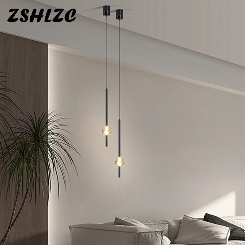 Luces colgantes LED minimalistas, iluminación colgante de cristal para el hogar, candelabro moderno para sala de estar, luces de mesita de noche, lámpara colgante