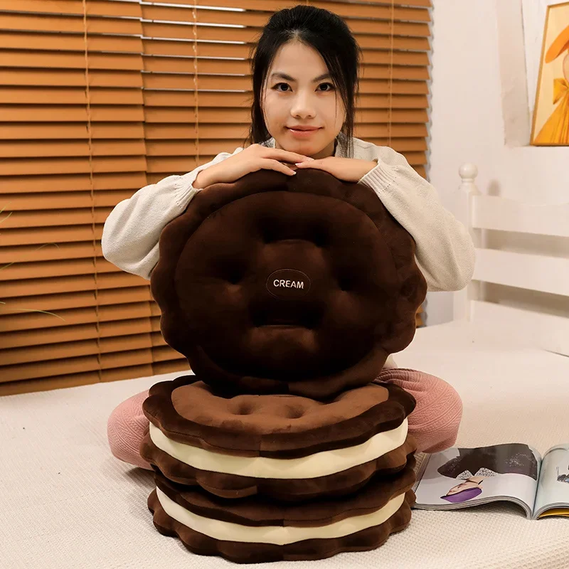 

New Cute Simulation Food Chocolate Sandwich Biscuit Pillow Plush Toy Office Home Cushion Seat Cushion Large Size Birthday Gift