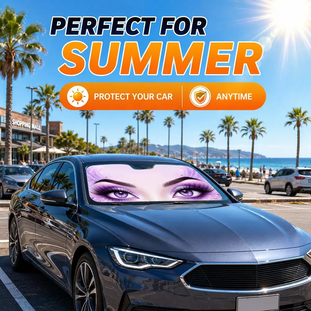 Exquisite Eye Makeup Sun Visor Car Windshield Sunshade Front Window UV Protection Heat Insulation Sun Shade Cover Foldable