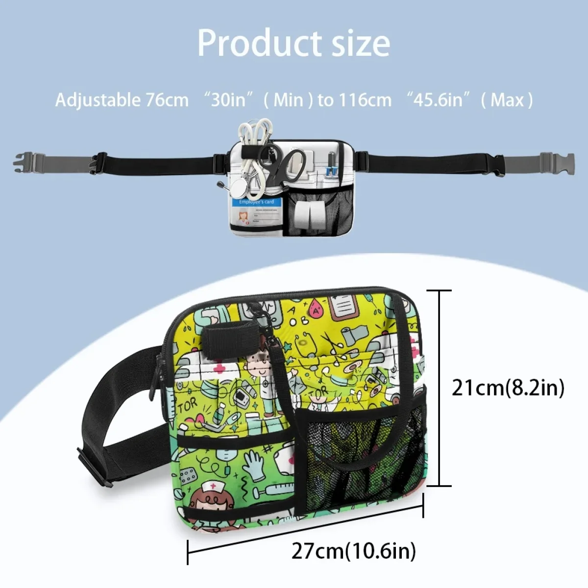 Medical Doctor Ambulance Healthcare Designer Waist Bag Fashion Portable Multi Pocket Shoulder Bag Adjustable Fanny Pack Female