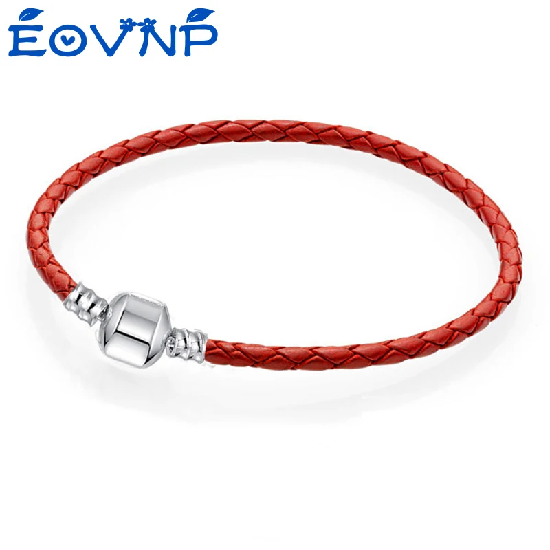 EOVNP أصيلة 8 ألوان 16 سنتيمتر-21 سنتيمتر الجلود سلسلة أساور ساحرة يناسب الأصلي DIY بها بنفسك العلامة التجارية أساور للنساء الرجال المجوهرات هدية