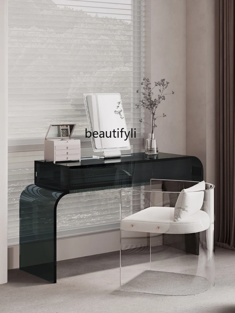 Modern Minimalist Acrylic Dressing Table Stool Half  Armchair Household Bedroom Cosmetic Chair Light Luxury Leisure Dining Chair