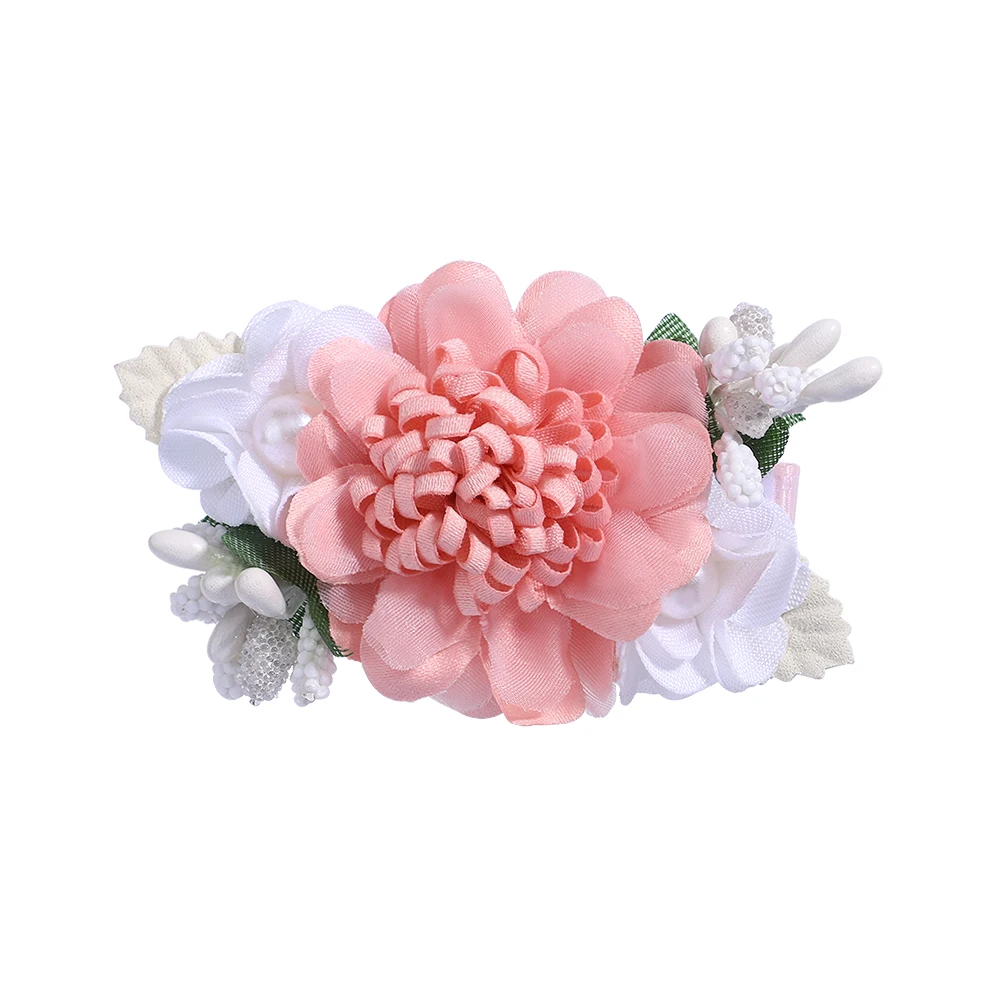 New Girls Cute Flower Petals Hairpins Sweet Pearl Chiffon Hair Decorate Headwear Hair Clips Barrettes Kids Hair Accessories Gift