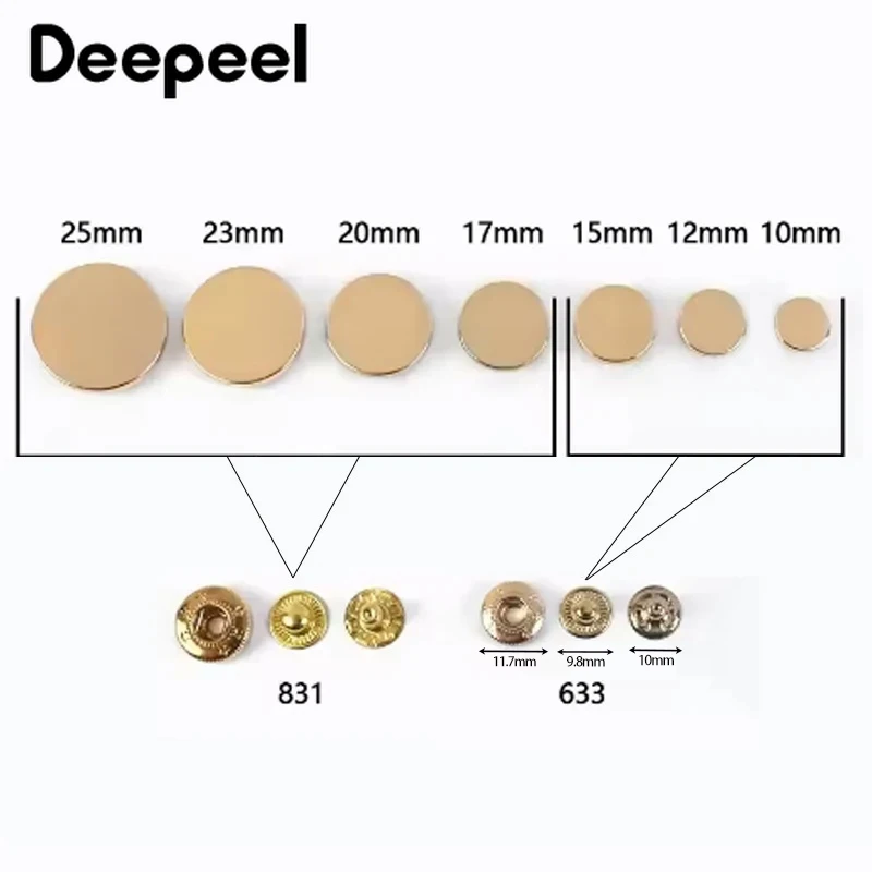 20Sets Deepeel 10-25mm Metal Snap Buttons Wallet Coat Clothes Flatback Fasteners  Press Studs Sewing Button Craft Accessories