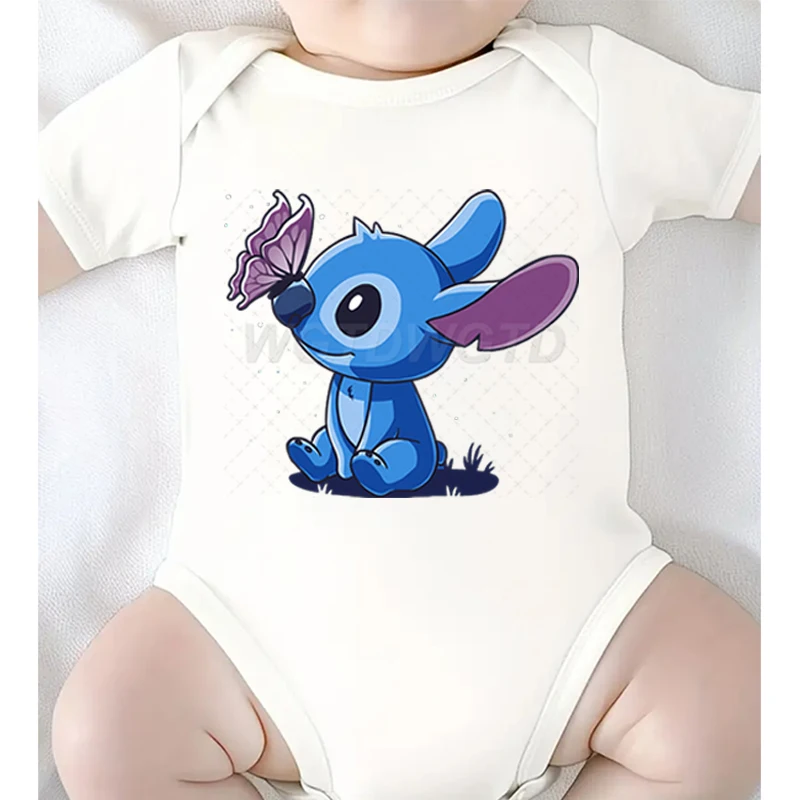 

Kawaii Stitch Print Summer Baby Clothes 100% Cotton Newborn Bodysuits & One-pieces Cute Butterfly Stitch Boys Girls Jumpsuits