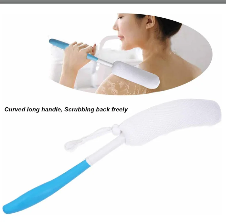 Non-Slip Bath Brush Bathroom Accessories For Seniors Anti-Slip Shower Brush Long Handle Body Brush Curved Handle Bath Brush