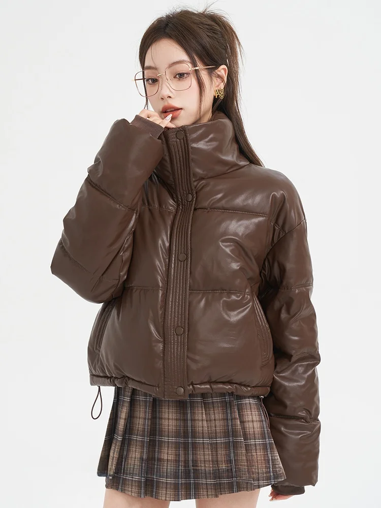 

Mimi Xiao Ke Brown, женская парка Jaet, хлопковое пальто Sweet Sle, прямая трубка, длинная свековая застежка на одной пуговице