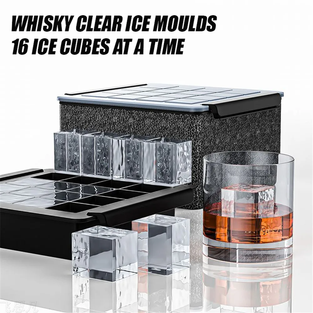 16pcs High Transparency Ice Cube Tray Silicone Mold for Home Whisky Bar Commercial Kitchen Accessories Gift