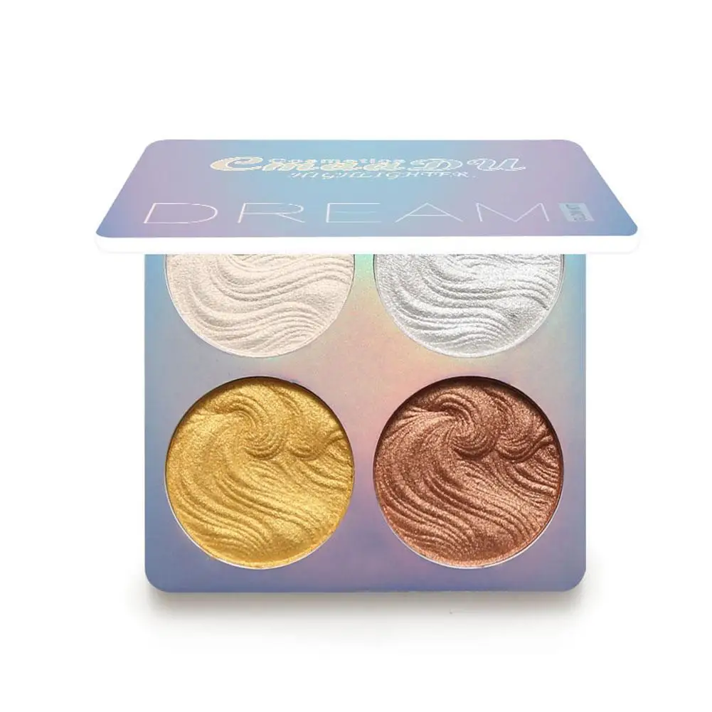 Face impermeável Baked Highlighter Paleta, Contorno De Maquiagem, Pó Luminoso, Brilhante, Tom, Iluminar, Bronzers, Longo, La A3k2, 4 Cores