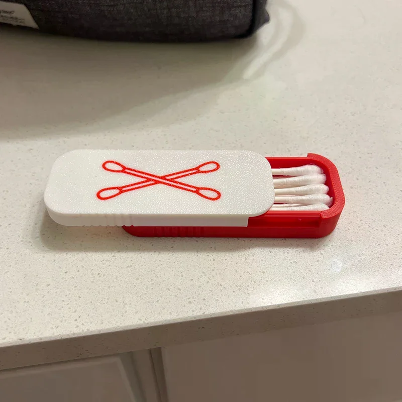 Mini Sliding Cotton Swab Storage Box Portable Swab Case For Travel And Daily Use Multi-Compartment Dust-Proof Keeps Clean