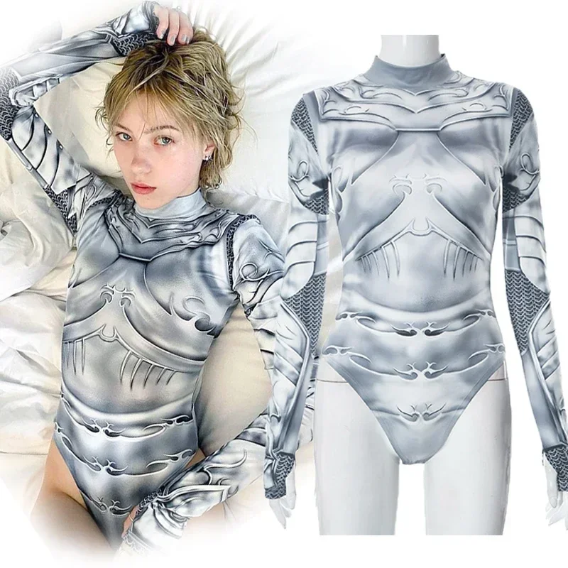 Zentai Robot Gotico Cyberpunk Steampunk Cosplay Tuta Donne Adulte Sexy Sottile Uniforme Catsuit Tuta Costume da Festa di Halloween