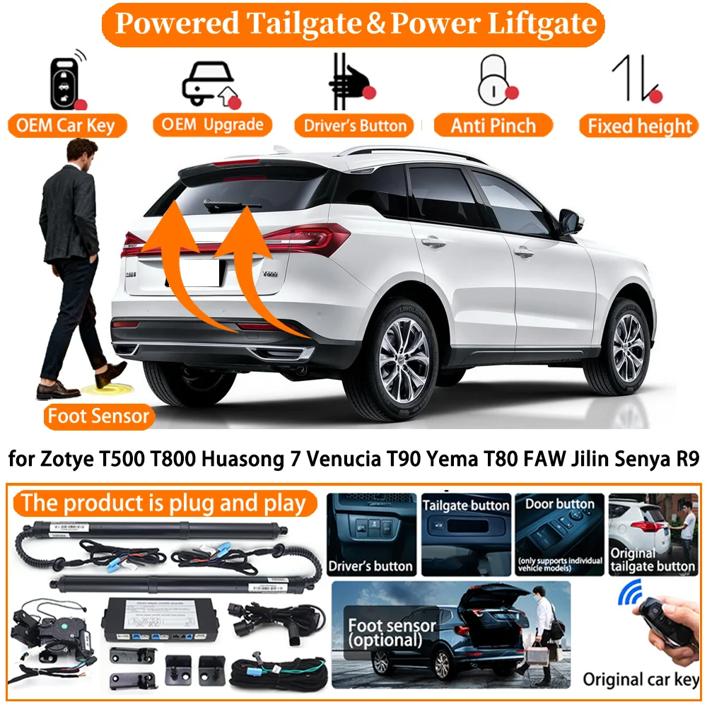 

Car Powered Tailgate for Zotye T500 T800 Huasong 7 Venucia T90 Yema T80 FAW Jilin Senya R9 Automatic Electric Power Tailgate kit