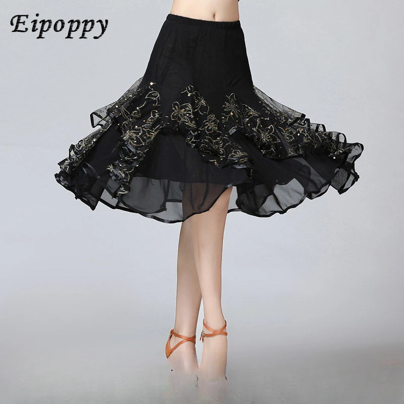 National Standard Modern Ballroom Dance Large Swing Skirt Embroidered Square Dance Skirt