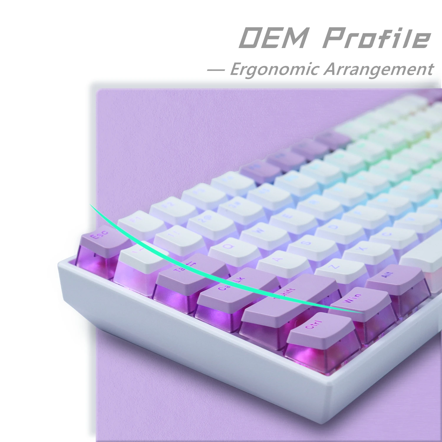 Teclas retroiluminadas RGB para teclado mecánico Cherry Gateron MX Switch, perfil OEM, 165 teclas, PBT, doble disparo