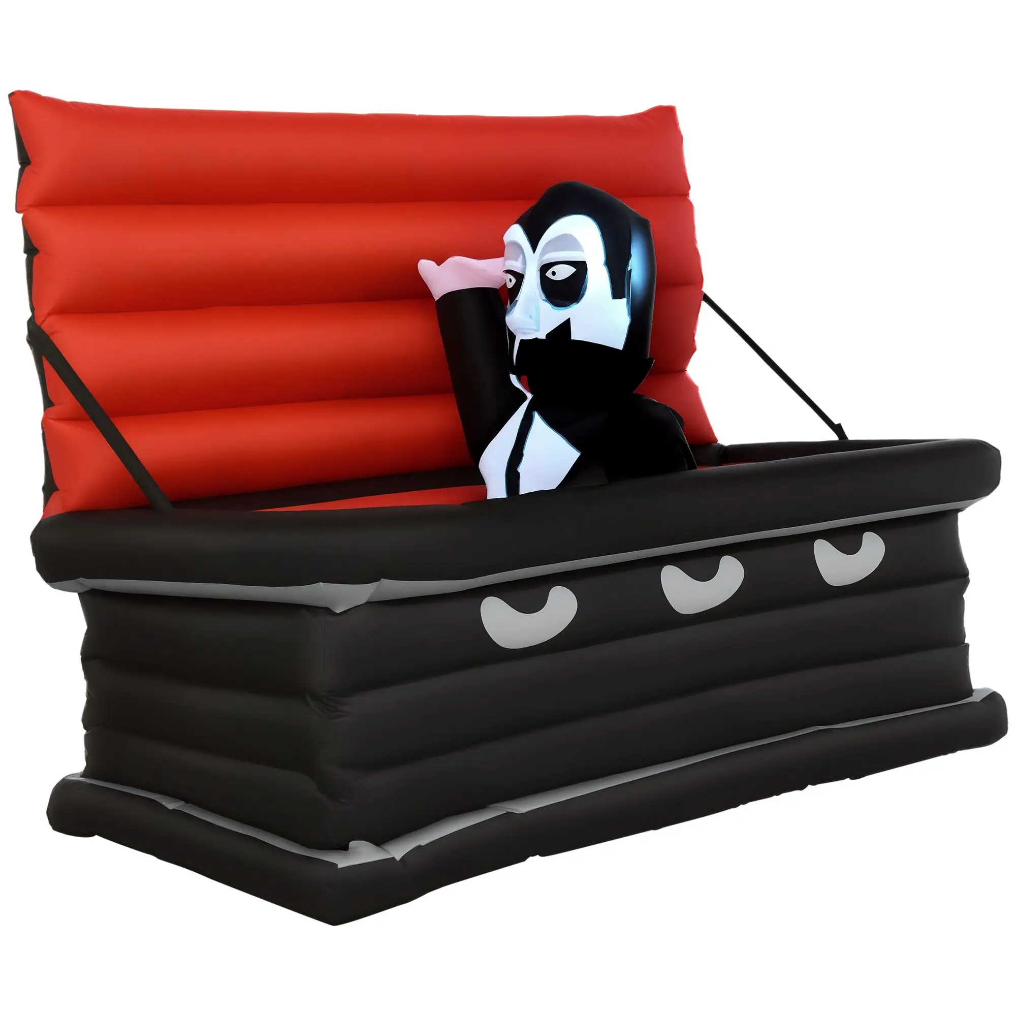 6FT W Halloween Inflatables Outdoor Decorations Vampire and Giant Coffin, Blow Up LED Yard Decor, for Garden, Lawn, Party