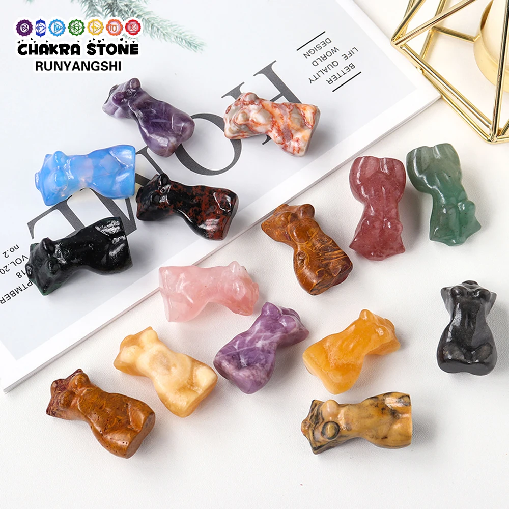 

Handmade 1pc Natural Gemstones Mini Crystal Female Body Model Statue Polished Energy Obsidian Figurine Crafts Home Ornament