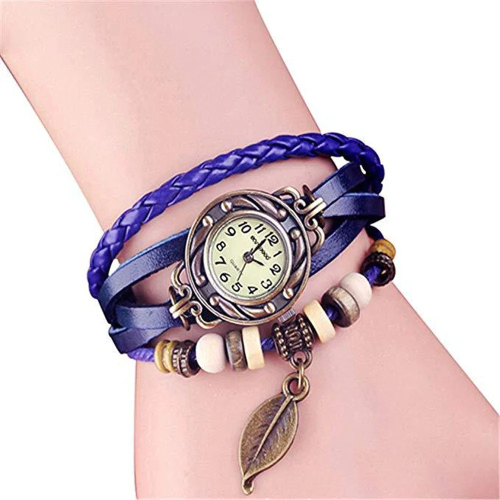 Relojes de vestir elegantes para mujer, relojes de pulsera Vintage, banda Leatcher, esfera pequeña, reloj de cuarzo femenino