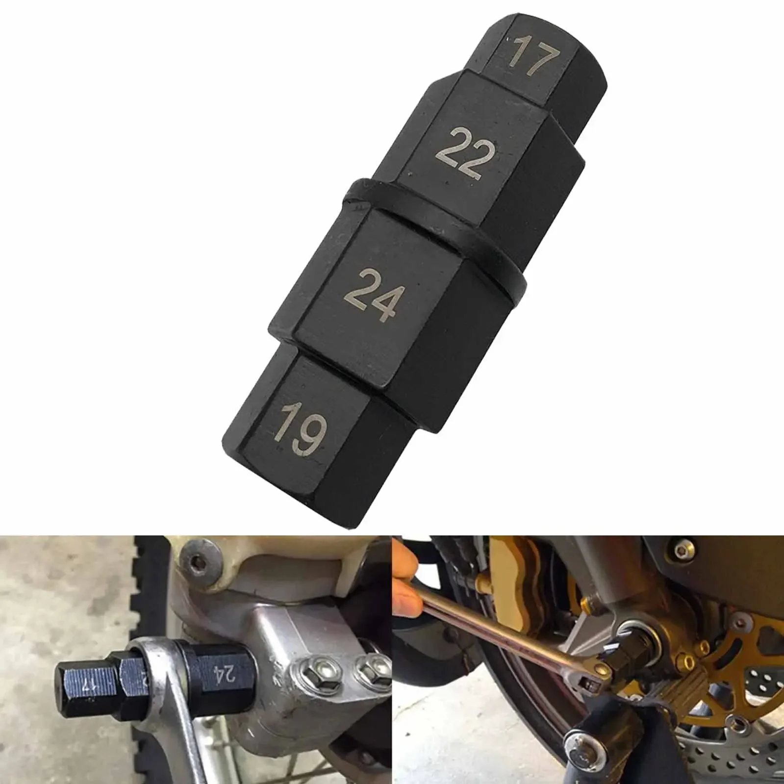 

1PC Motorcycle Tire Spindle Socket Wrench Tool 17 19 22 24mm Spindle Removal Socket Front Wheel Hexagonal Axle Tool Accessories