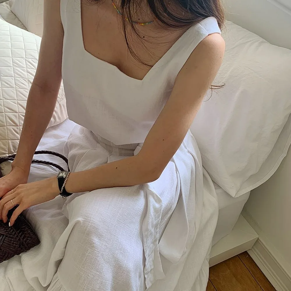 Feminino verão vintage férias saia combinando conjunto 2 duas peças conjuntos gola quadrada colheita topos e saias de bandagem de cintura alta 2025