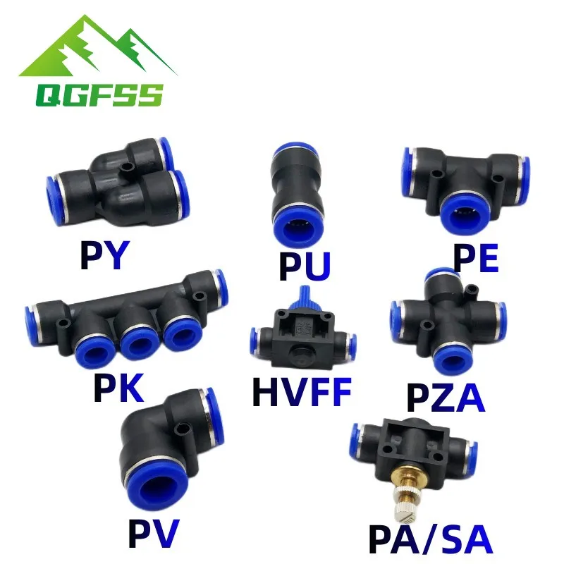 

Pneumatic Fitting Pipe Connector Tube Air Quick Fittings Water Push In Hose Couping 4mm 6mm 8 10 12 14 16mm PU PY PK PM PZA HVFF