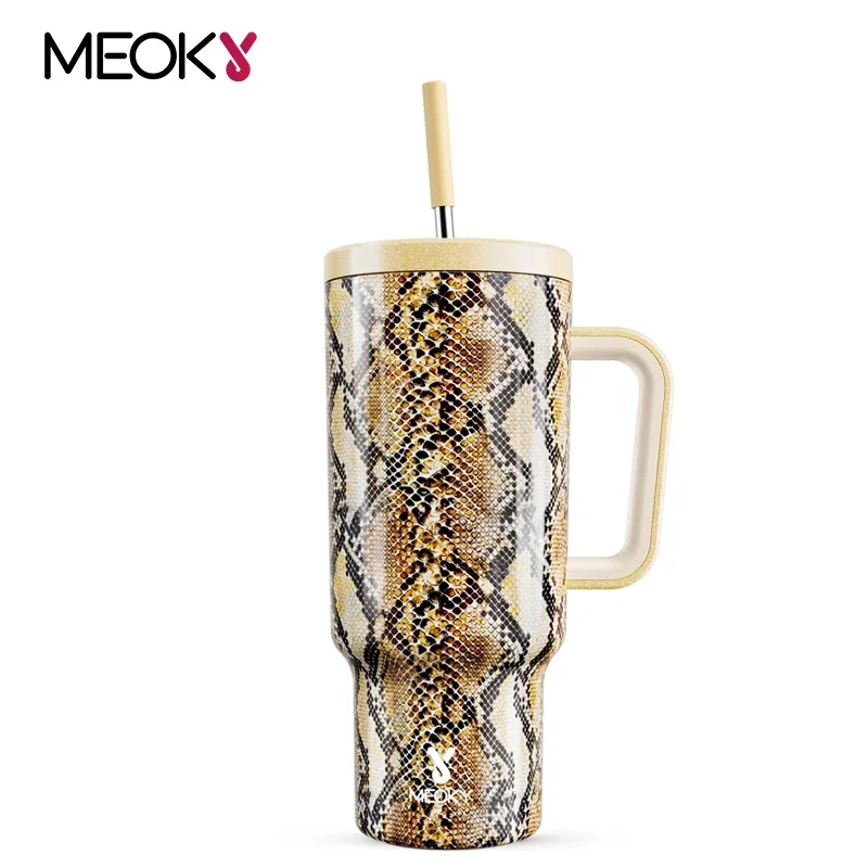 

Meoky 40oz Cup Stainless Steel Tumbler with Handle Vacuum Insulated Car Mug Double Wall Thermal Iced Large Capacity Water Bottle