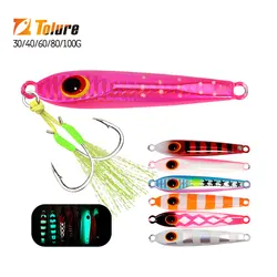 TOLU 2024 New 40g 60g 80g 100g Flat Slow Sinking Hard Metal Jigs Japan Laser Skin Tuna Fishing Jig Lure Saltwater With Hooks
