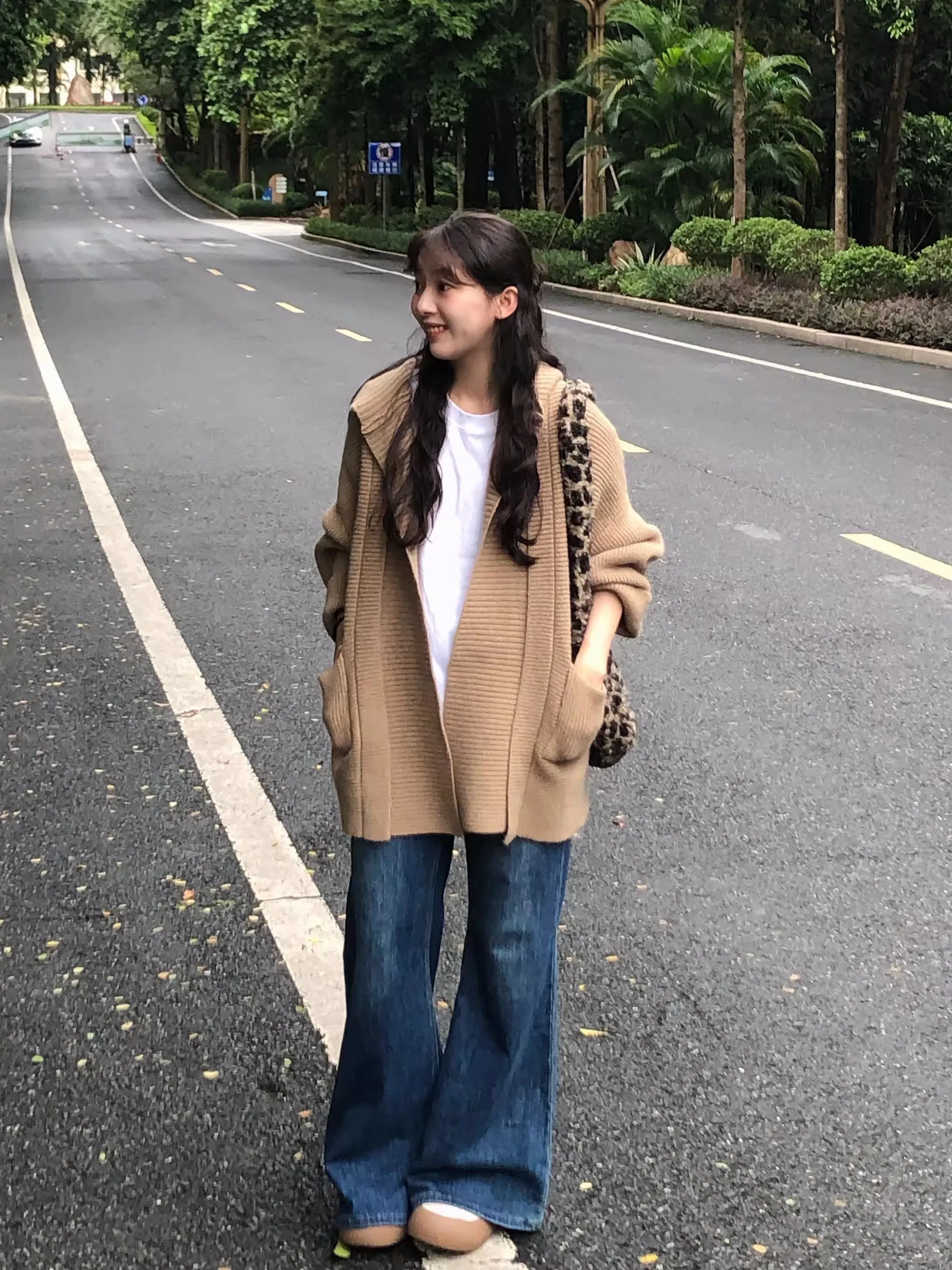 

Женский вязаный кардиган Five Is Happy с капюшоном, свободный повседневный универсальный топ для весны, осени и зимы