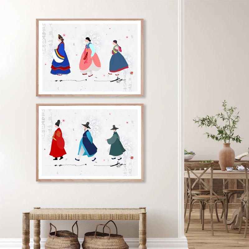الكورية الفن طباعة التقاليد الآسيوية جدار الفن الديكور قماش اللوحة الهانبوك المشارك كوريا الثقافة جدار صور ديكور غرفة المنزل #3