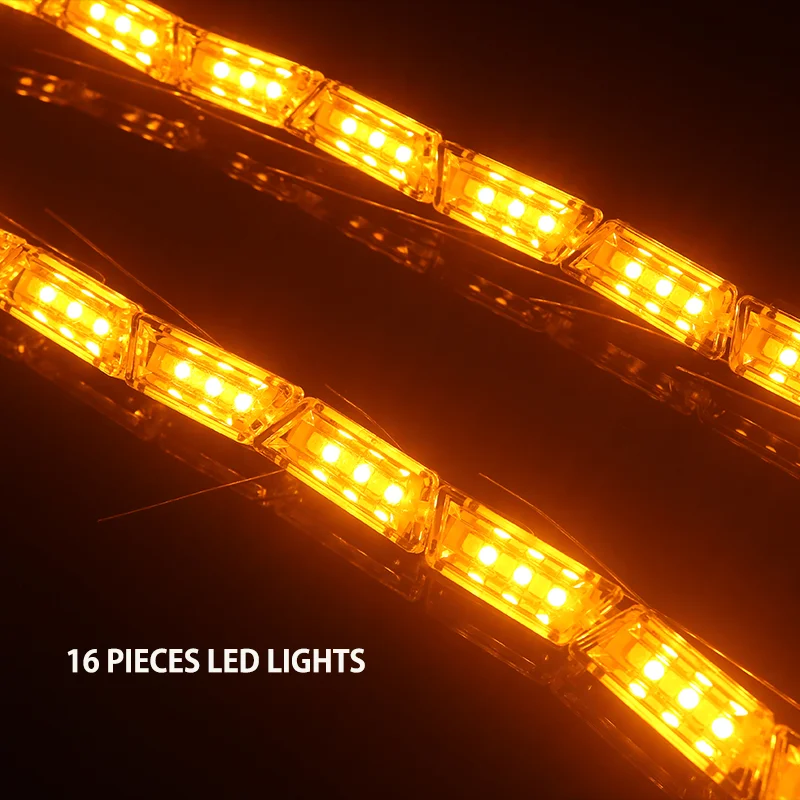 2pcs Flexible Car Dynamic LED Daytime Running Light Strip White Turn Signal Yellow Strips Flowing Light for Car 12V Headlights
