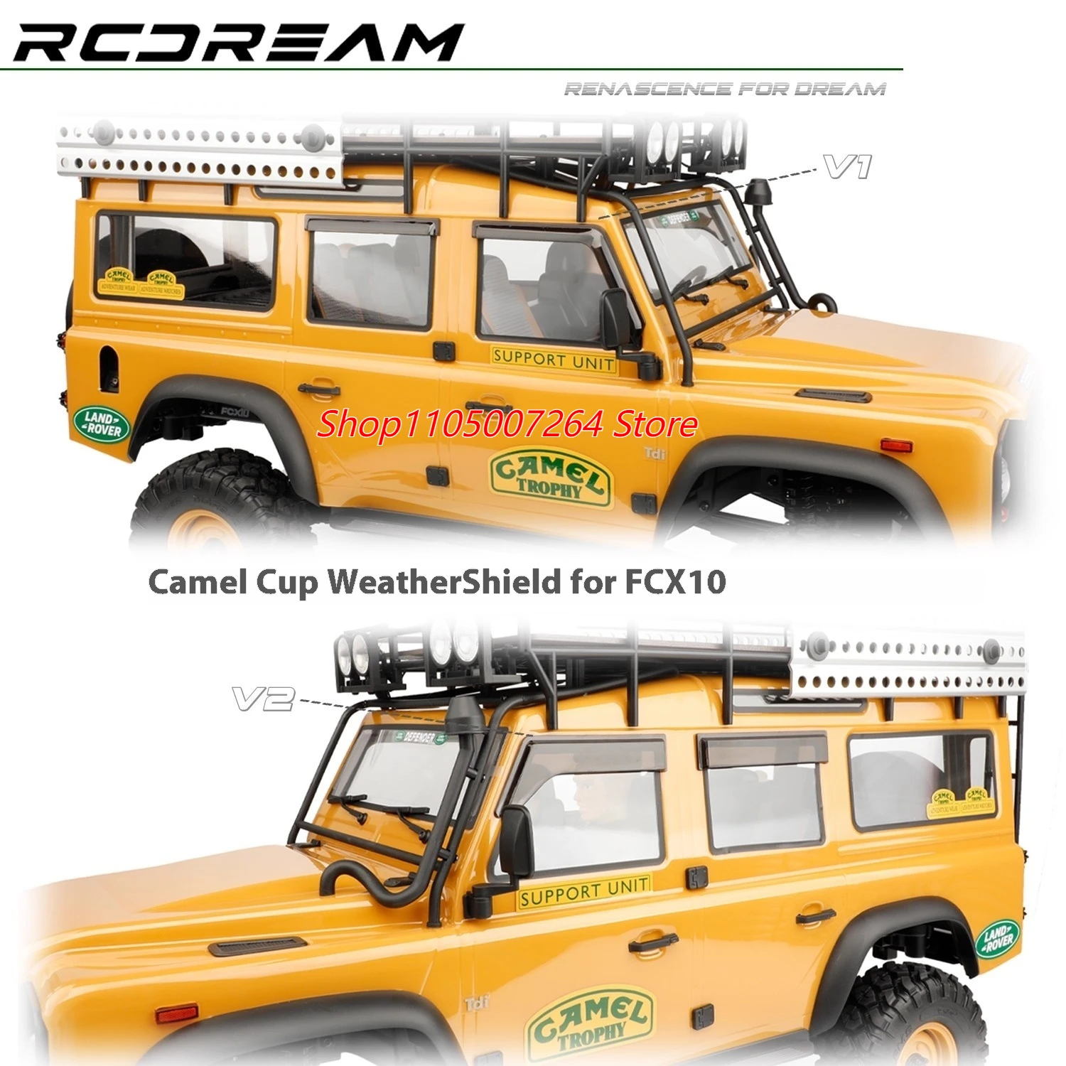 Rcdream Fcx10 كأس الجمل تسلق سيارة قذيفة محاكاة تعديل درع الإطارات المزاج تعديل الملحقات معلقة الديكور
