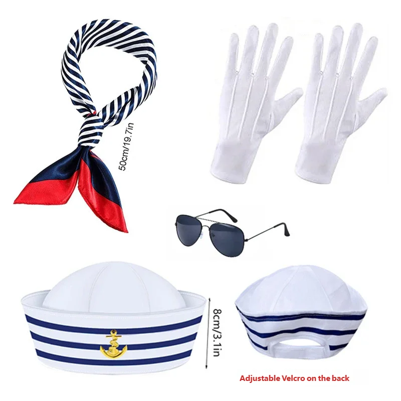 Adult Child Yacht Sailor Captain Hat Adjustable Men's and Women's Party Hat Makeup Ball Dressing Event Stylish Accessories