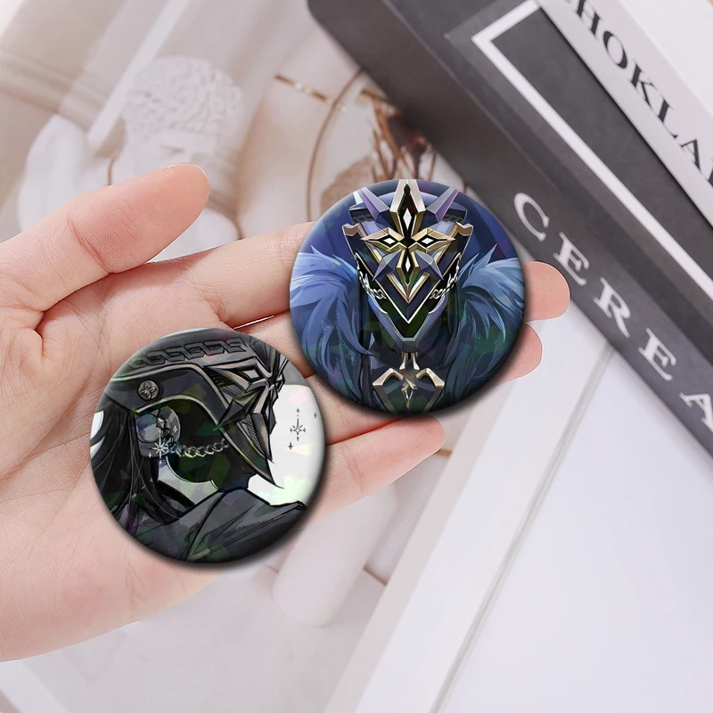 Genshin Impact Handmade Button Pins Capitano Thrain Skirk Flins Cartoon Cute Badge Round Brooches Clothes Backpack Decoration