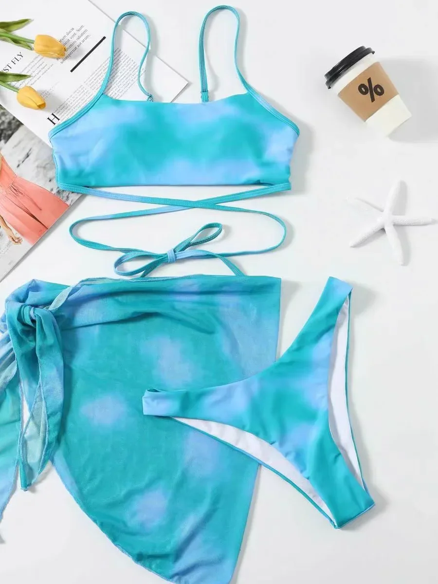 Costume da bagno bikini da donna Set t-pezzo Pure Desire Costume da bagno sexy con piccolo petto raccolto da spiaggia Vaion Hot Spring