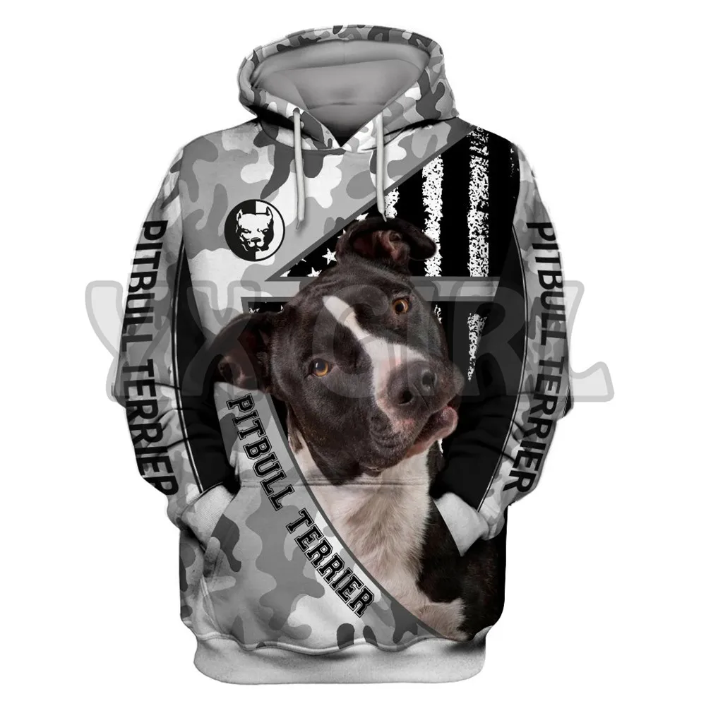 Love Dog Pit Bull Terrier 3D All Over Printed Hoodies Women's For Men Pullovers Street Tracksuit Love Dog Gift