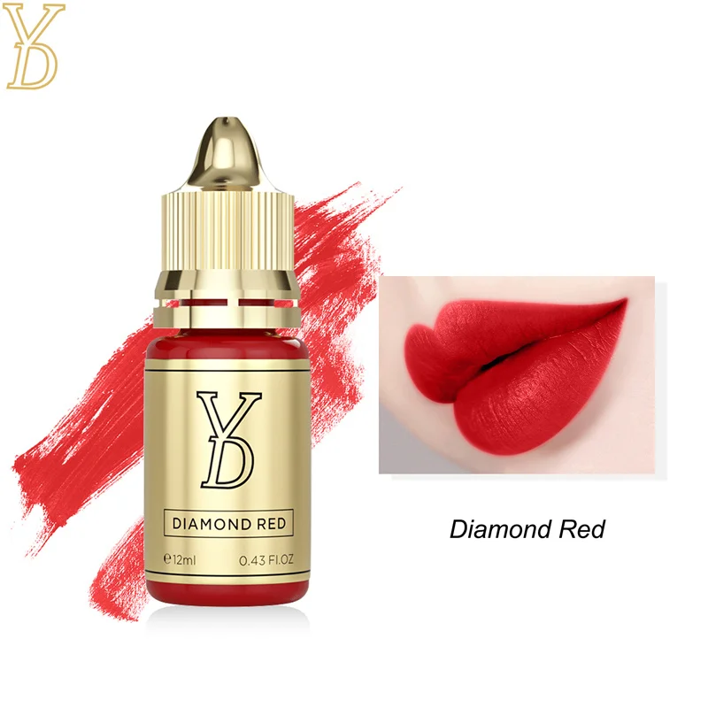 Yd neo tinta de tatuagem diamante vermelho 12ml pigmento profissional beleza micropigmentação pigmento tatuagens permanentes suprimentos de maquiagem 1pc