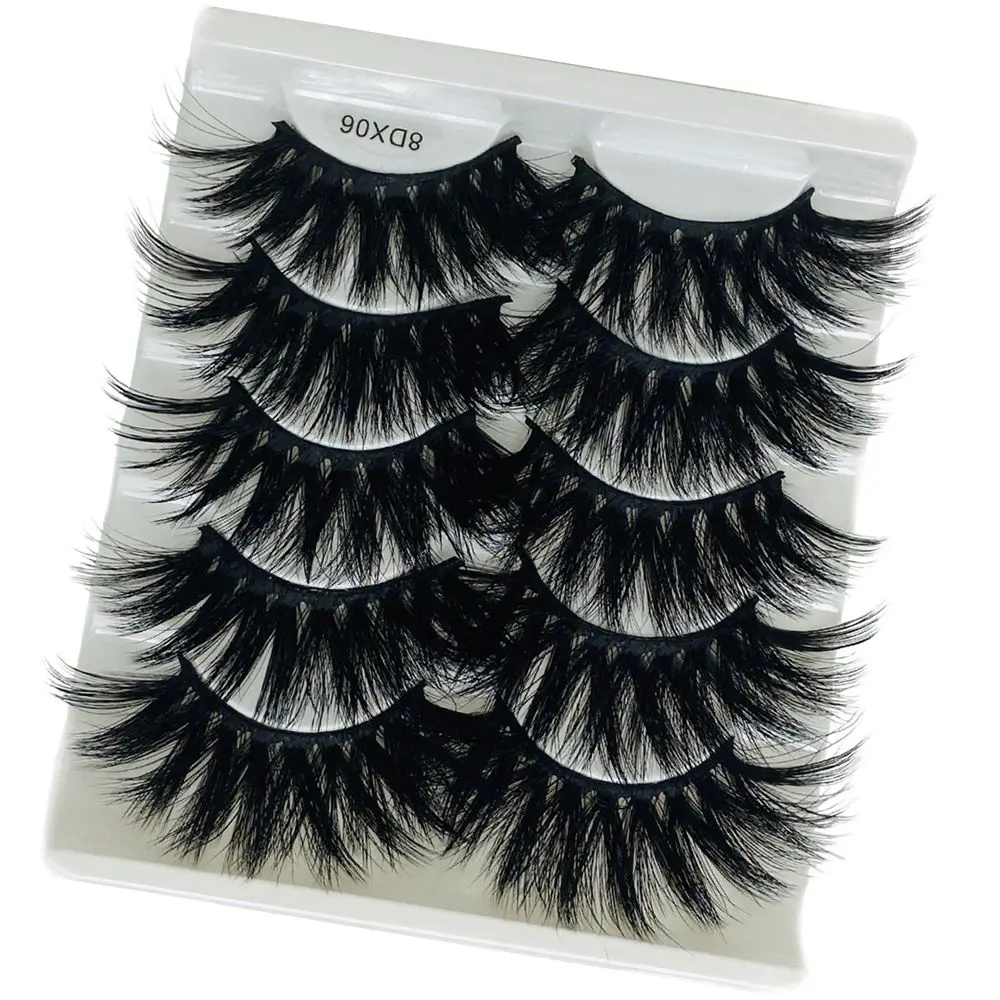 Woman's Fashion Dramatic Eye Makeup Tools 8D Mink Hair Wispies Fluffies False Eyelashes Thick Long