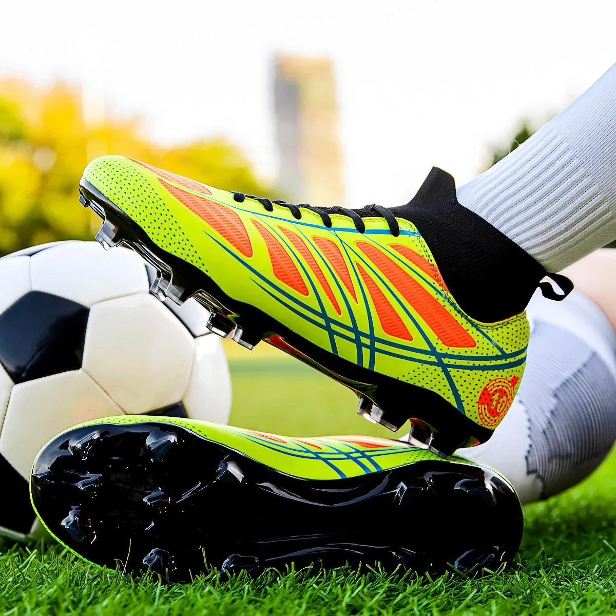 Profissional masculino futebol esporte sapatos de tornozelo alto feminino esportes tênis de treinamento de futebol anti-escorregadio grama atlético