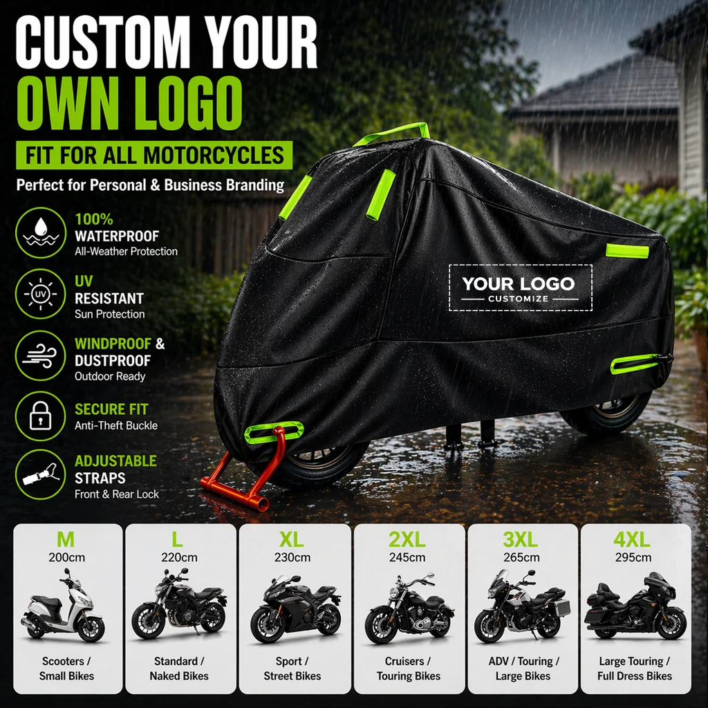 

Custom Logo Motorcycle Cover Waterproof Outdoor UV Motorbike Cover Rain Dust Sun Protection Electric Bike Cover