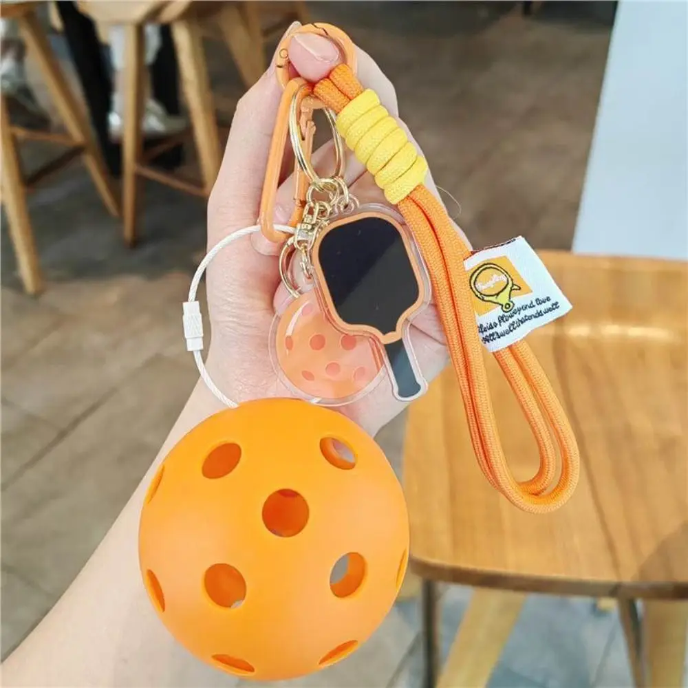 Fashion Acrylic Pickleball Paddle Keychain Detachable with Lanyard Pickleball Racket Pendant Pickleball Key Ring Bag Accessories