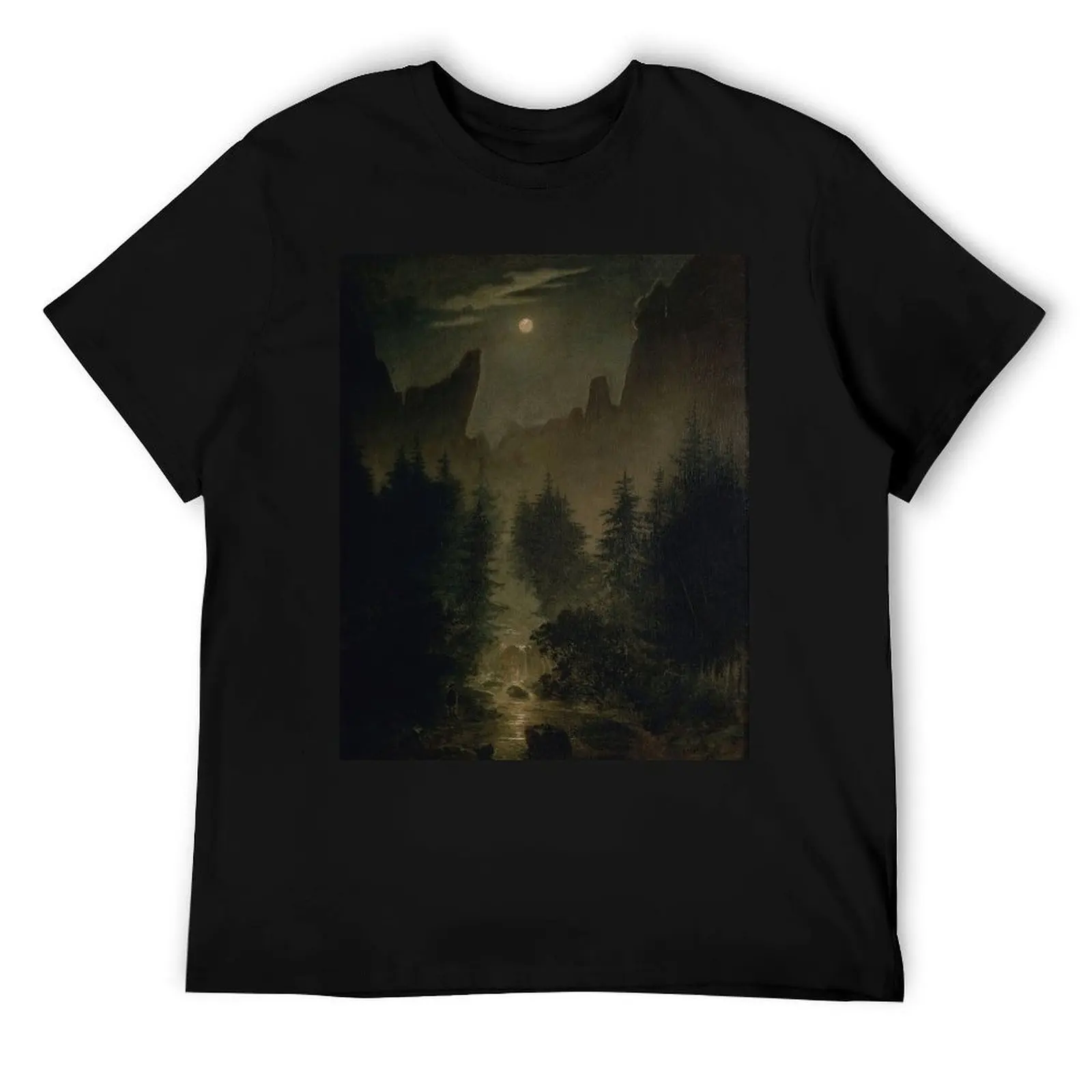 

The Woods at Night - футболка Caspar Friedrich, хлопковые футболки, высококачественная мужская футболка с рисунком, мужская повседневная футболка