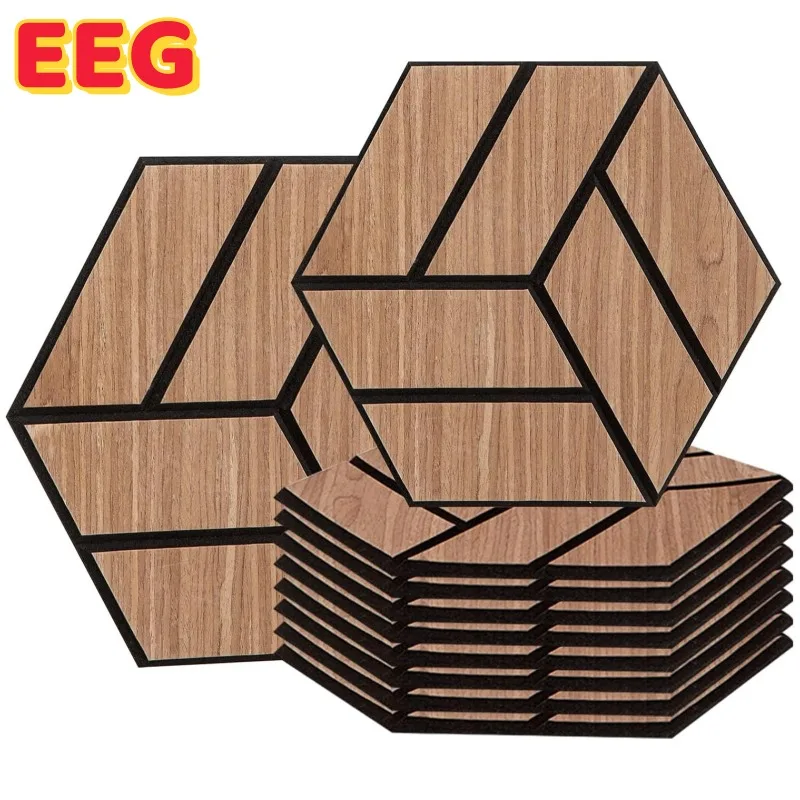 

Sound Absorbing Wall Panels for Home Studio Office Decor Noise Reduction Hexagon Wood Wall Panel Self-adhesive Felt Wall Sticker