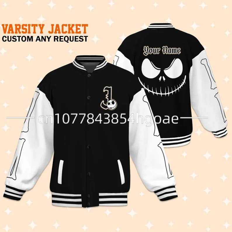 Disney-Chaqueta de béisbol con nombre personalizado para hombre y mujer, abrigo informal de gran tamaño, estilo urbano, novedad