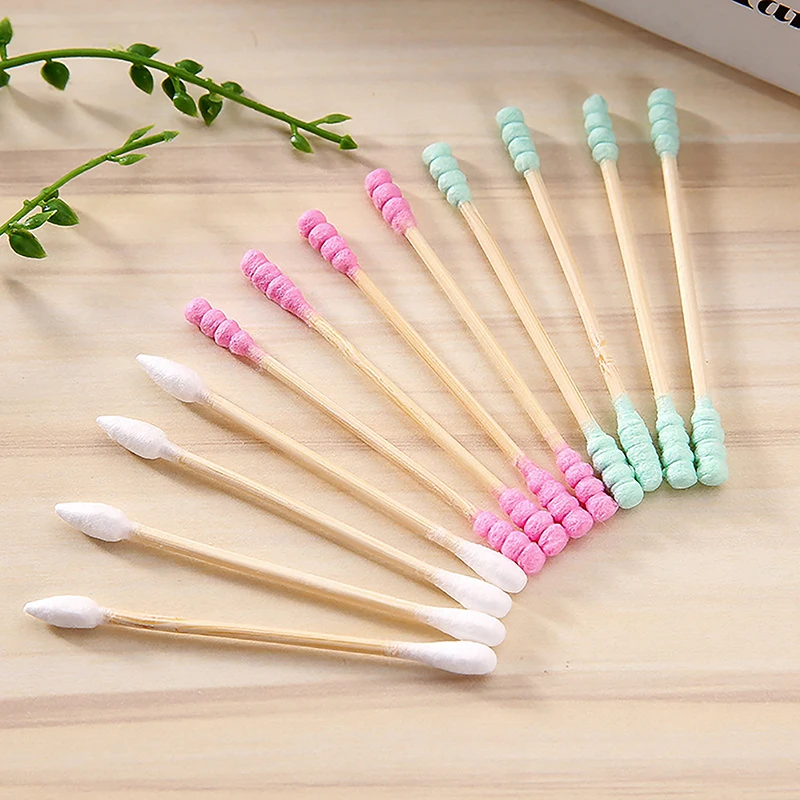 100pcs Double Head Cotton Swab Women Makeup Cotton Buds Tip for Wood Sticks Nose Ears Cleaning Health Care Tools