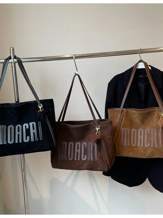 

Large Capaci Suede Handbag Faionable Commuter Single oulder Bag Casual Versatile Handbag Retro Tote Bag for Women