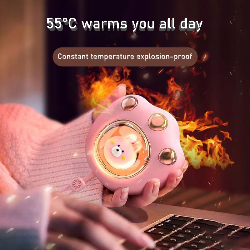 USB Rechargeable Hand Warmers Explosion-proof Cartoon Student Heaters 2-gear Temperature Adjustment for Winter Outdoor Traveling